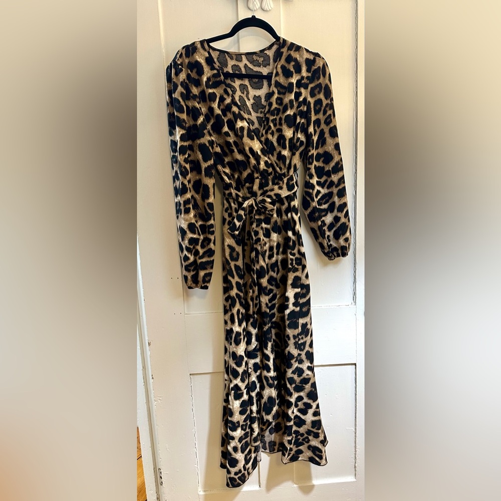 SHEIN leopard wrap Dress L